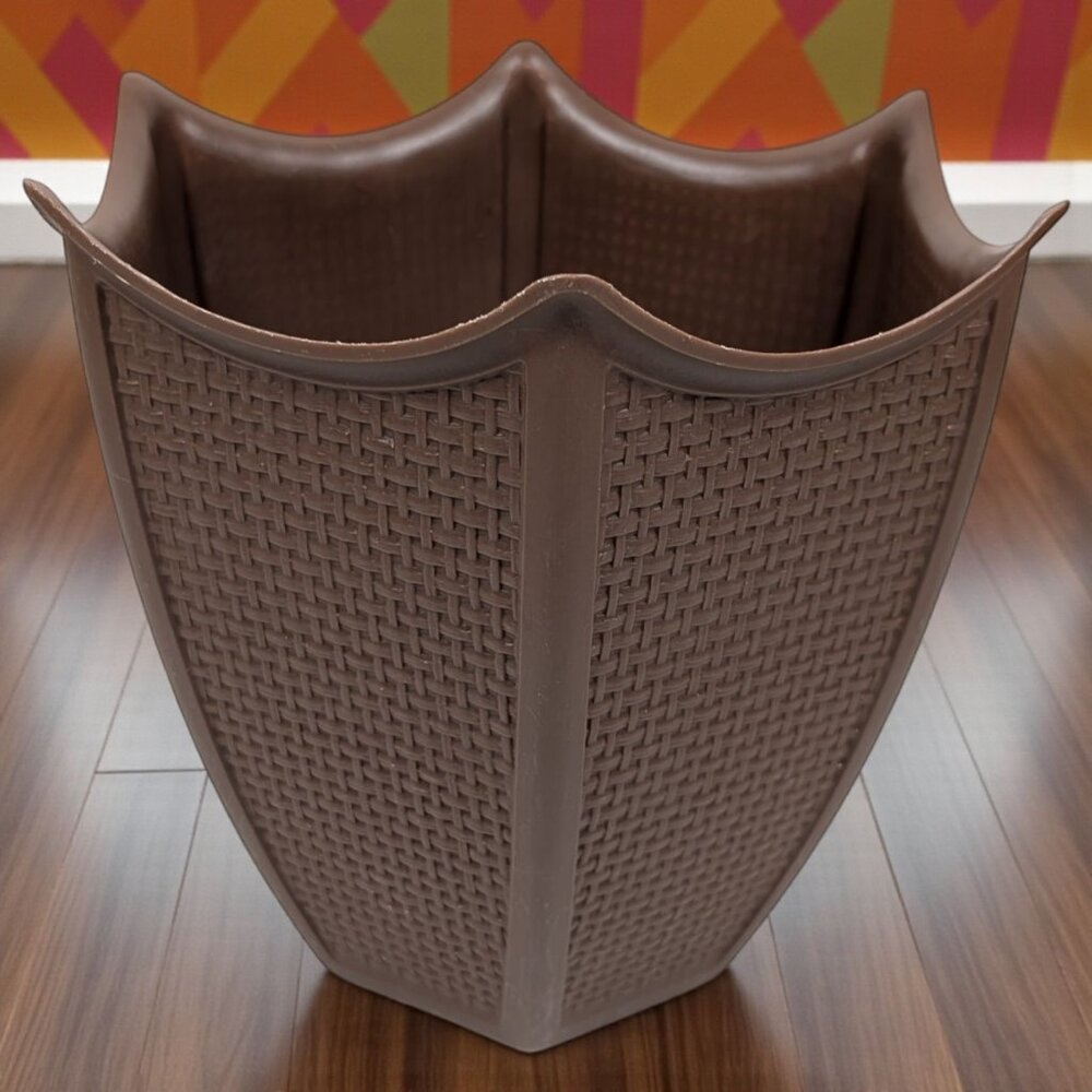 Vintage Brown Fesco Waste / Trash‎ Can MCM Retro
